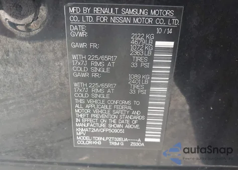 2015 Nissan Rogue S z USA, uszkodzony, nr VIN KNMAT2MV0FP509051